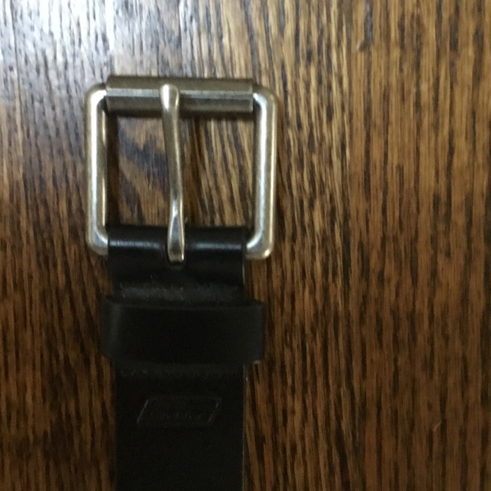 Men's Black Leather Belt with Silver Buckle - Picture 3 of 4